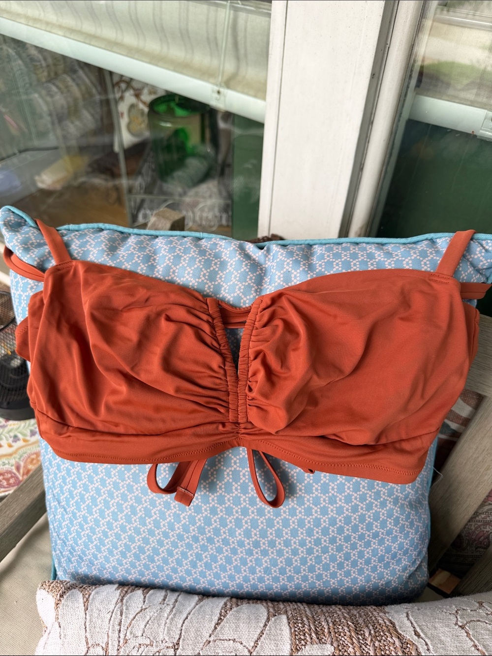 Shade & Shore Rust Orange Bandeau Top with Adjustable Straps